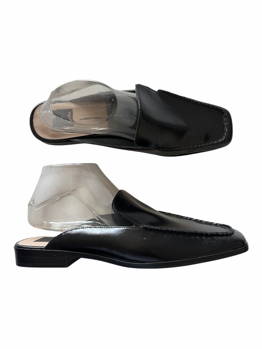 Dolce Vita Belita Black Leather Slip-On Loafer Mules Clean Minimalist Sz 10